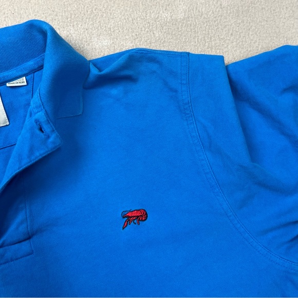 Perlis Polo Shirt Mens Medium Blue Casual Embroidered Red Crawfish Cotton Peru - Picture 7 of 8